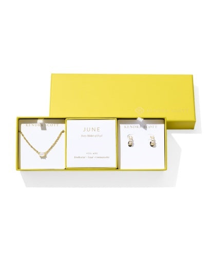 Kendra Scott: Cailin Birthstone Gift Set-Gold Ivory Mother of Pearl-KENDRA SCOTT-Usher & Co - Women's Boutique Located in Atoka, OK and Durant, OK