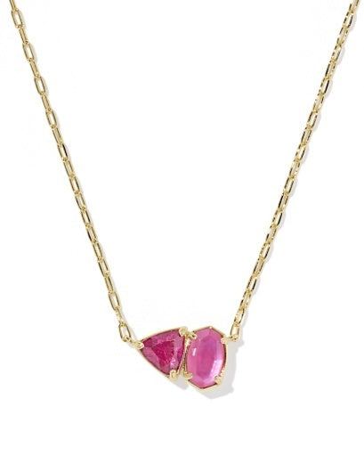 Kendra Scott Tatum Short Pendant Necklace-Gold Azalea Pink Mix-7- Jewelry-Kendra Scott-Usher & Co - Women's Boutique Located in Atoka, OK and Durant, OK