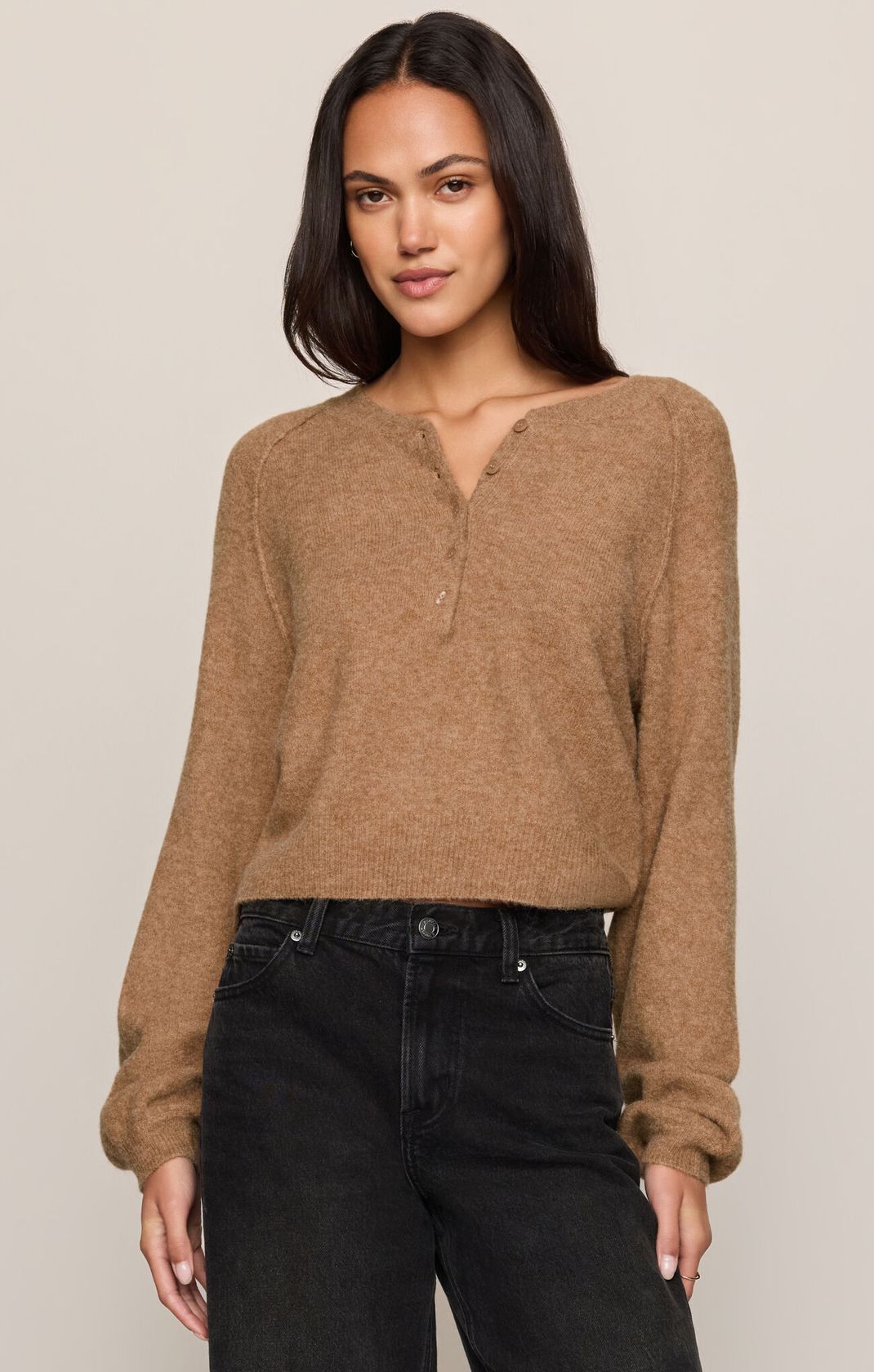Z Supply: Westmont Henley Sweater-Caramel-1- Tops-Z SUPPLY-Usher & Co - Women's Boutique Located in Atoka, OK and Durant, OK