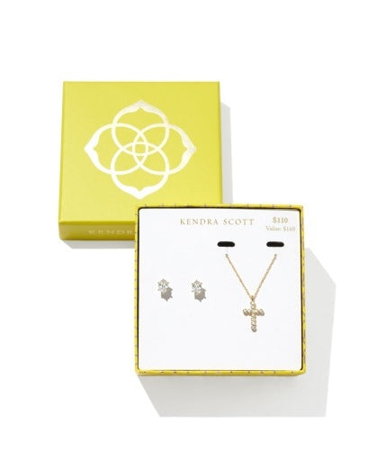 Kendra Scott: Cross Crystal And Cailin Crystal Gift-Gold-7- Jewelry-KENDRA SCOTT-Usher & Co - Women's Boutique Located in Atoka, OK and Durant, OK