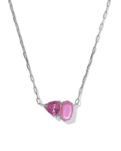 Kendra Scott: Tatum Necklace-Silver Azalea Pink Mix-7- Jewelry-Kendra Scott-Usher & Co - Women's Boutique Located in Atoka, OK and Durant, OK