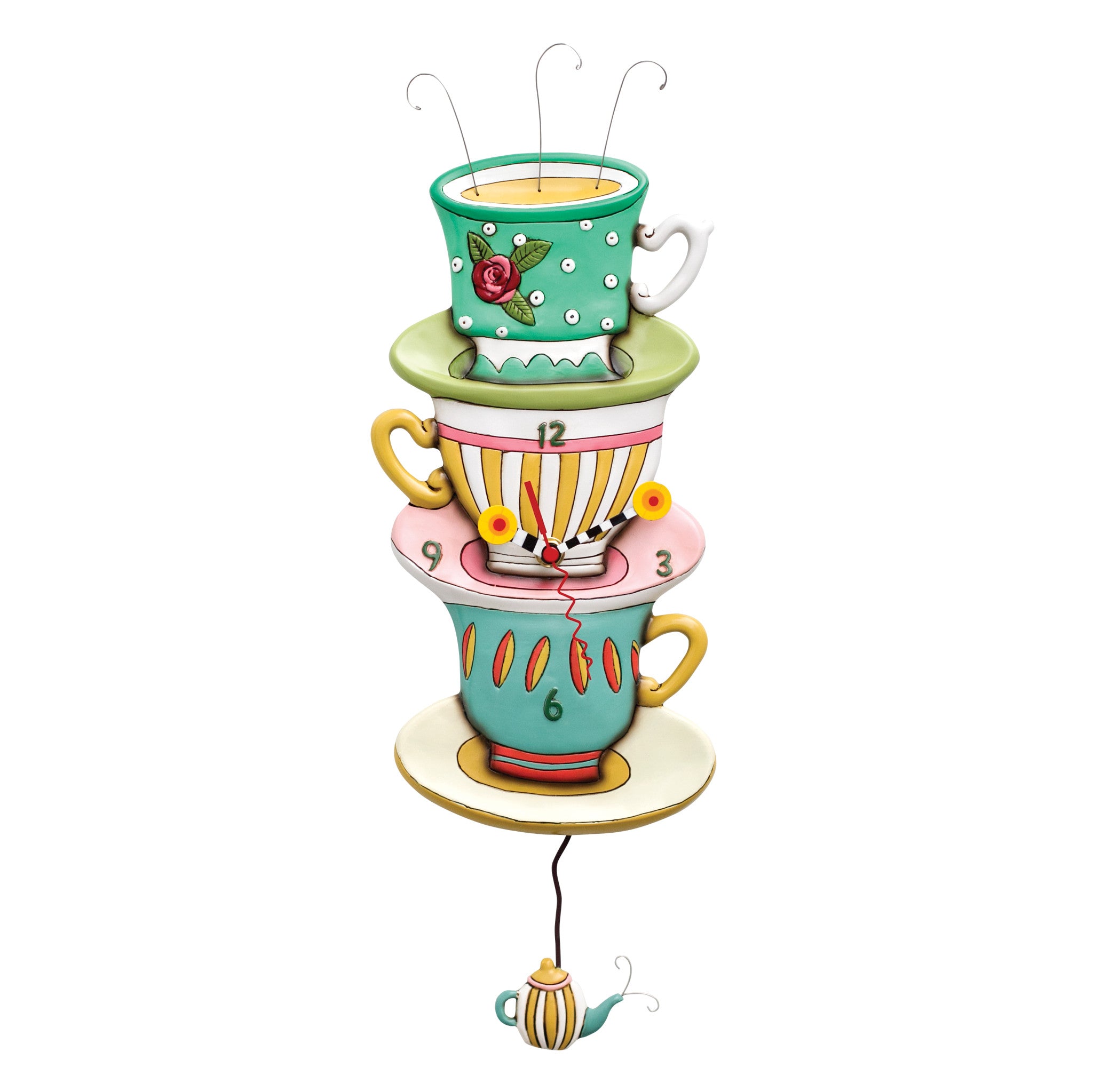 ALLEND: Spot of Tea Clock-11- Gift/Home-Enesco-Usher & Co - Women's Boutique Located in Atoka, OK and Durant, OK