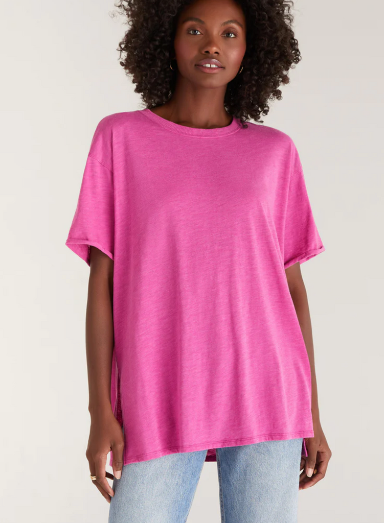 Rebel Oversized Tee, Rose Violet-Short Sleeve Tops-Z SUPPLY-Usher & Co - Women's Boutique Located in Atoka, OK and Durant, OK