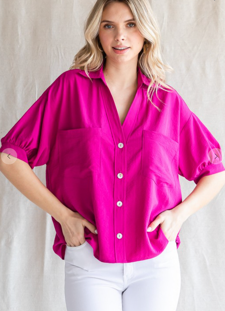 Lorrie Blouse-Magenta-Short Sleeve Tops-JODIFL-Usher & Co - Women's Boutique Located in Atoka, OK and Durant, OK