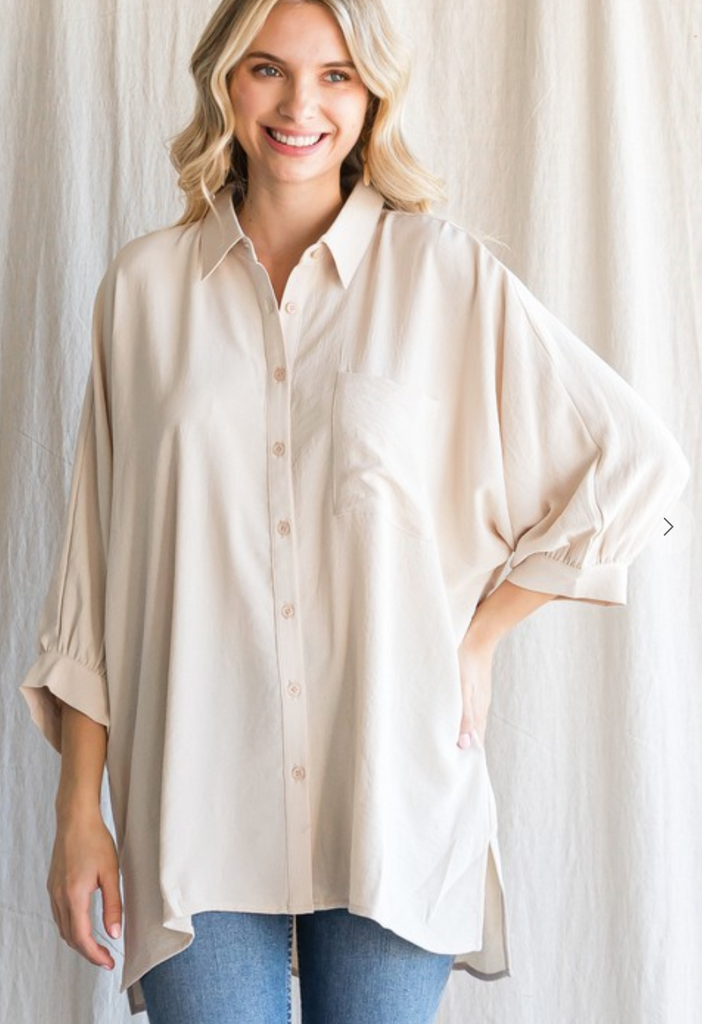 Making Magic Top-Oatmeal-Short Sleeve Tops-JODIFL-Usher & Co - Women's Boutique Located in Atoka, OK and Durant, OK