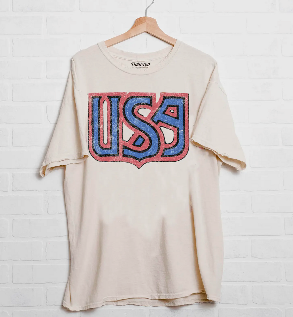 USA Thrifted Tee-Graphic Tees-LIVYLU-Usher & Co - Women's Boutique Located in Atoka, OK and Durant, OK