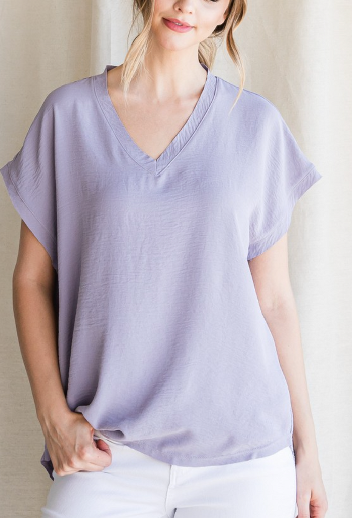 One Kiss Top-Lavender-Short Sleeve Tops-USHER & CO -Usher & Co - Women's Boutique Located in Atoka, OK and Durant, OK