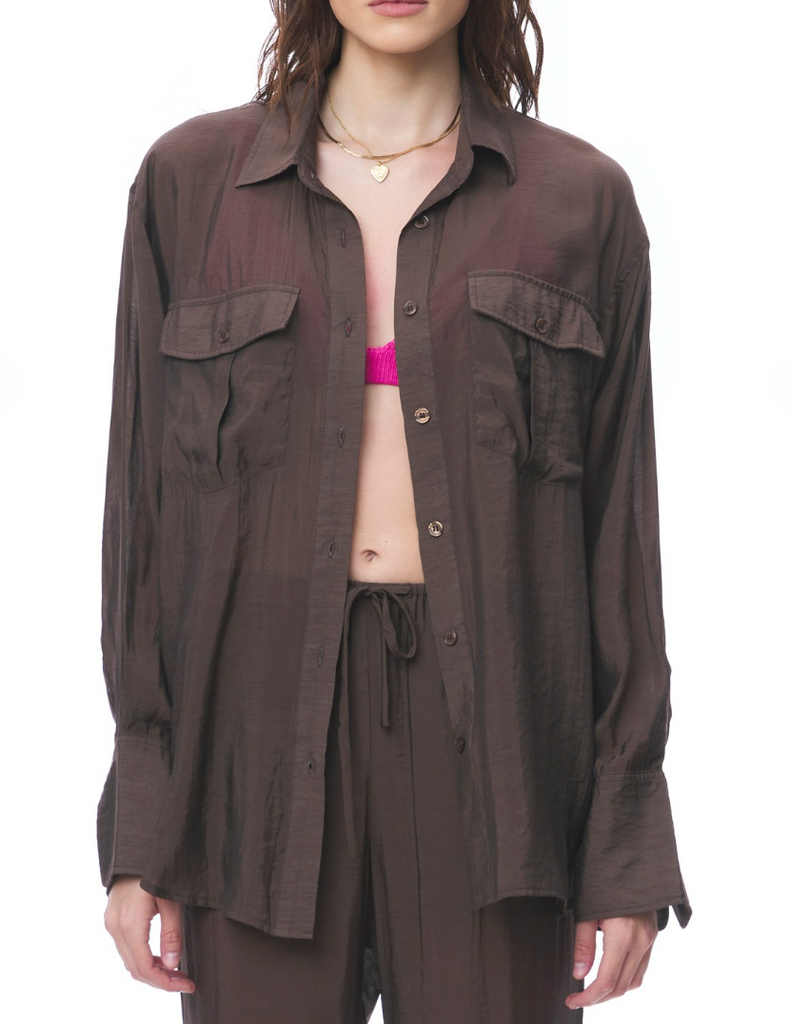 Sophia Cargo Shirt-Long Sleeve Tops-Loucia-Usher & Co - Women's Boutique Located in Atoka, OK and Durant, OK