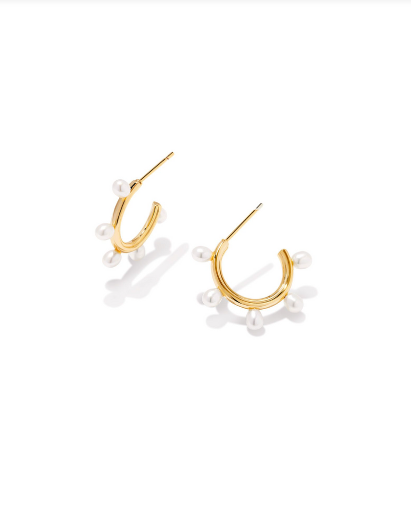 Kendra Scott: Leighton Pearl Huggie-Earrings-Kendra Scott-Usher & Co - Women's Boutique Located in Atoka, OK and Durant, OK