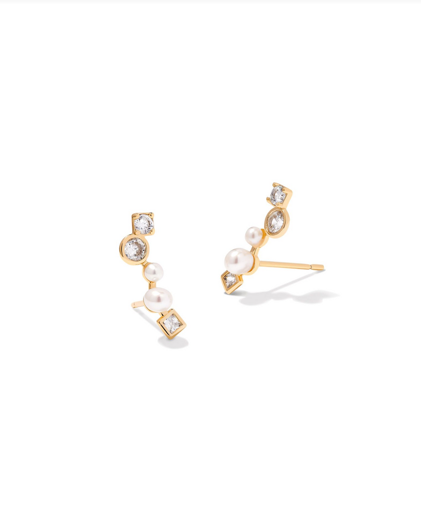 Kendra Scott: Leighton Pearl Ear Climber-Earrings-Kendra Scott-Usher & Co - Women's Boutique Located in Atoka, OK and Durant, OK