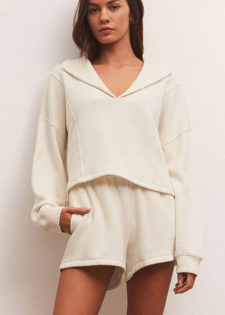 Z Supply: Soho Fleece Sweatshirt-Sandstone-Long Sleeve Tops-Z SUPPLY-Usher & Co - Women's Boutique Located in Atoka, OK and Durant, OK