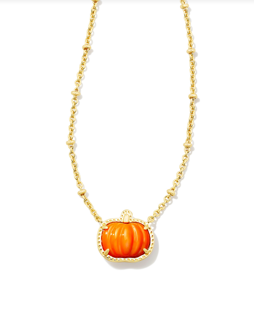 Kendra Scott: Pumpkin Necklace Gold Orange Mother of Pearl-Necklaces-Kendra Scott-Usher & Co - Women's Boutique Located in Atoka, OK and Durant, OK