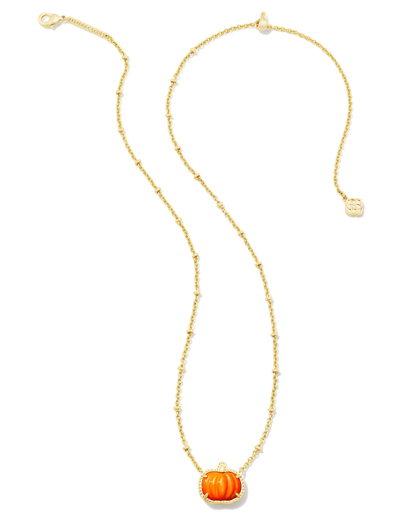 Kendra Scott: Pumpkin Necklace Gold Orange Mother of Pearl-Necklaces-Kendra Scott-Usher & Co - Women's Boutique Located in Atoka, OK and Durant, OK