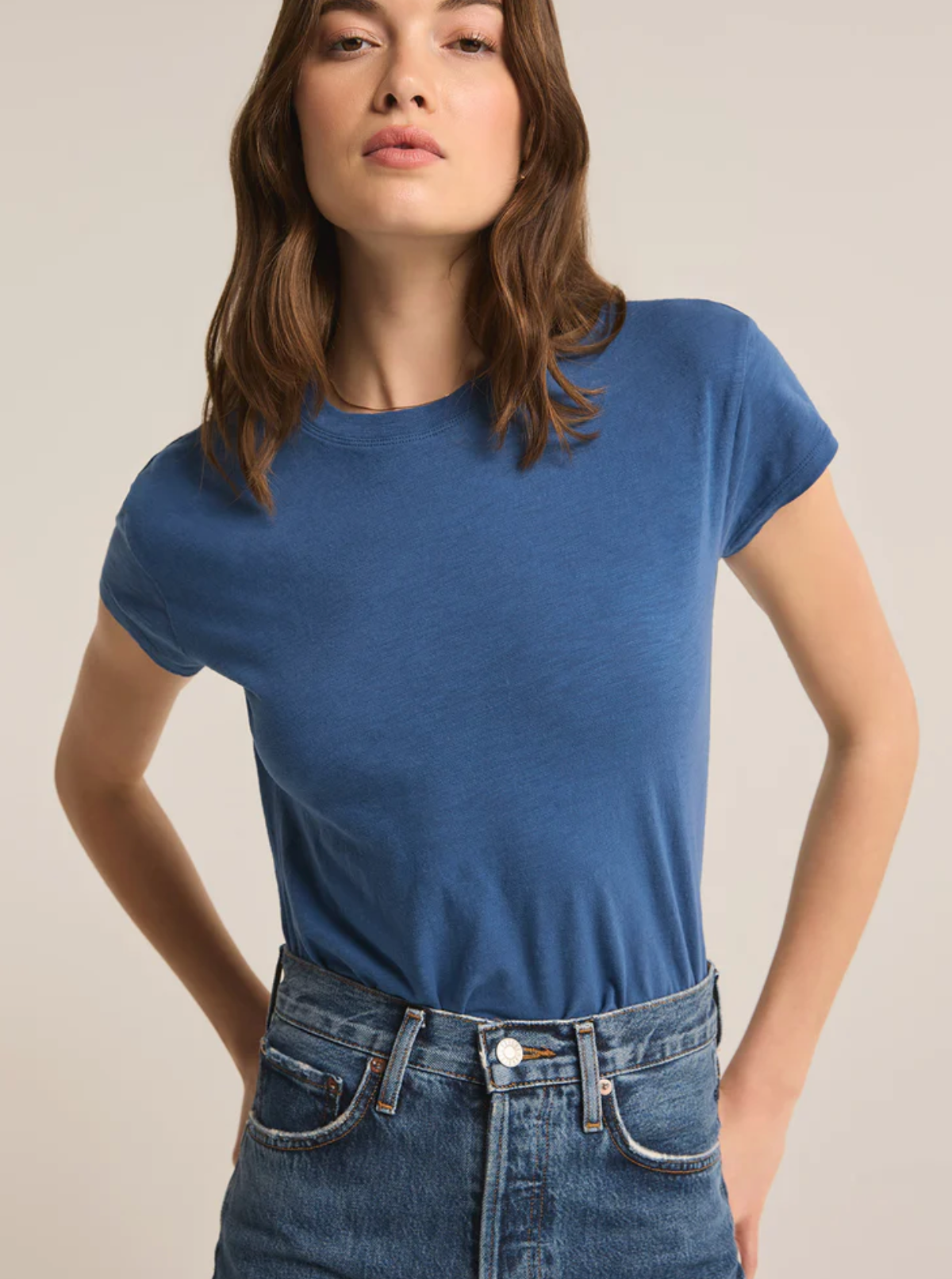 Z Supply: Modern Slub Tee-True Navy-1- Tops-Z SUPPLY-Usher & Co - Women's Boutique Located in Atoka, OK and Durant, OK