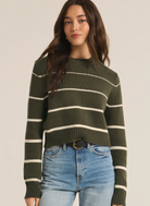 Z Supply: Milan Stripe Sweater-Grape Leaf-1- Tops-Z SUPPLY-Usher & Co - Women's Boutique Located in Atoka, OK and Durant, OK