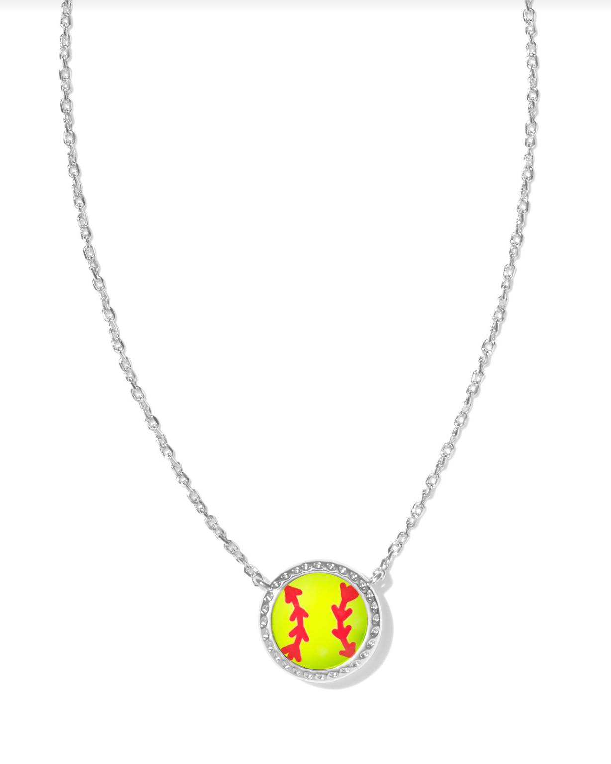 KENDRA SCOTT: Softball Necklace-Silver Chartreuse Magnesite-7- Jewelry-Kendra Scott-Usher & Co - Women's Boutique Located in Atoka, OK and Durant, OK