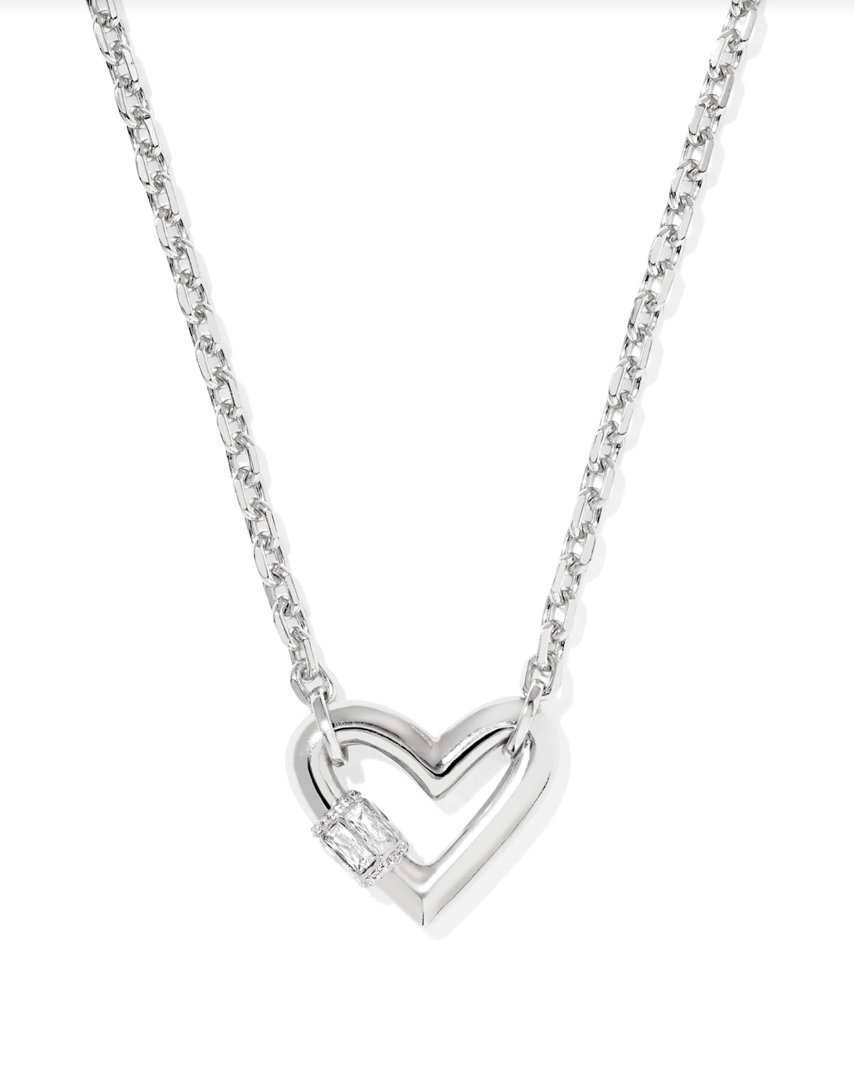 KENDRA SCOTT: Emery Heart Necklace-Silver White CZ-7- Jewelry-Kendra Scott-Usher & Co - Women's Boutique Located in Atoka, OK and Durant, OK
