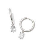 Kendra Scott: Cailin Single Stone Huggies-Silver White Crystal-7- Jewelry-Kendra Scott-Usher & Co - Women's Boutique Located in Atoka, OK and Durant, OK