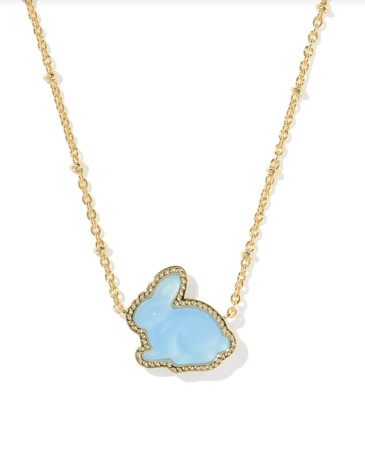 Kendra Scott: Bunny Necklace-Gold Matte Light Blue Dichroic Glass-7- Jewelry-KENDRA SCOTT-Usher & Co - Women's Boutique Located in Atoka, OK and Durant, OK
