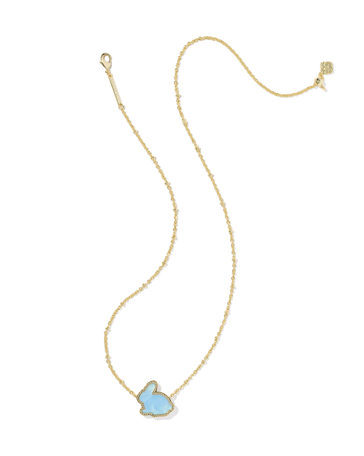 Kendra Scott: Bunny Necklace-Gold Matte Light Blue Dichroic Glass-7- Jewelry-KENDRA SCOTT-Usher & Co - Women's Boutique Located in Atoka, OK and Durant, OK