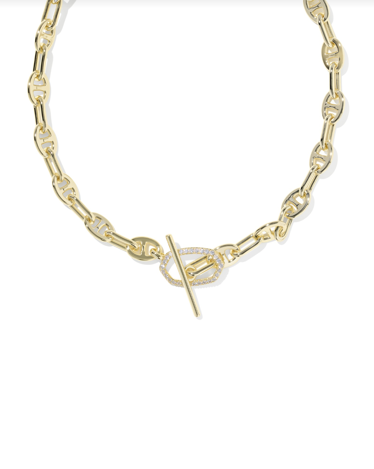 Kendra Scott: Elisa Toggle Link And Chain Necklace-Gold White CZ-7- Jewelry-KENDRA SCOTT-Usher & Co - Women's Boutique Located in Atoka, OK and Durant, OK