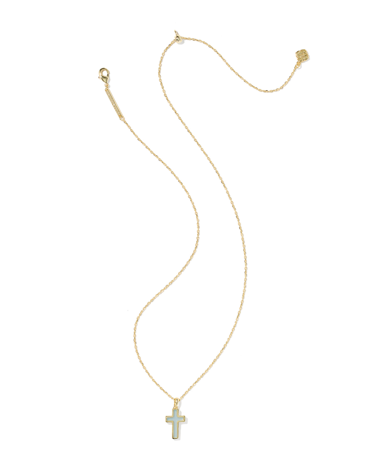 Kendra Scott: Cross Necklace-Gold Matte Light Blue Dichroic Glass-7- Jewelry-KENDRA SCOTT-Usher & Co - Women's Boutique Located in Atoka, OK and Durant, OK