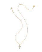 Kendra Scott: Cross Necklace-Gold Matte Light Blue Dichroic Glass-7- Jewelry-KENDRA SCOTT-Usher & Co - Women's Boutique Located in Atoka, OK and Durant, OK