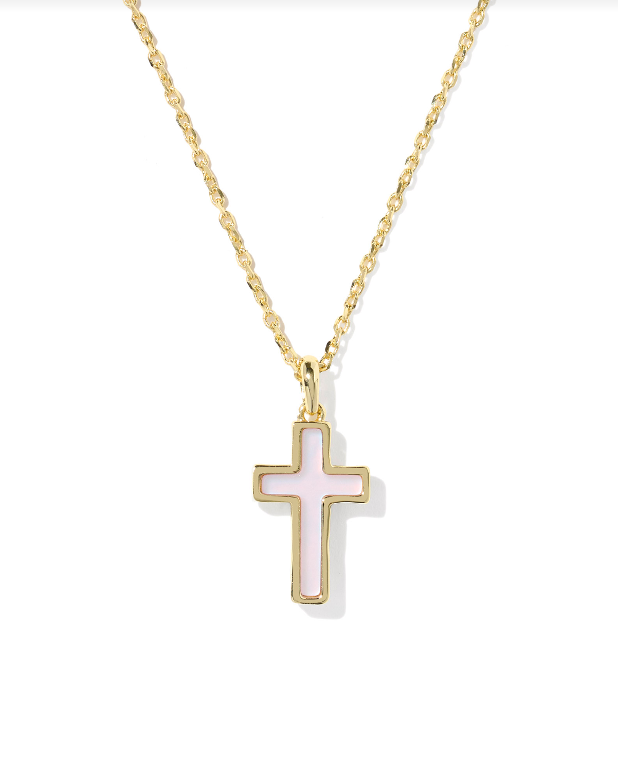 Kendra Scott: Cross Necklace-Gold Matte Blush Pink Dichroic Glass-7- Jewelry-KENDRA SCOTT-Usher & Co - Women's Boutique Located in Atoka, OK and Durant, OK