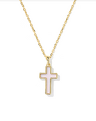 Kendra Scott: Cross Necklace-Gold Matte Blush Pink Dichroic Glass-7- Jewelry-KENDRA SCOTT-Usher & Co - Women's Boutique Located in Atoka, OK and Durant, OK