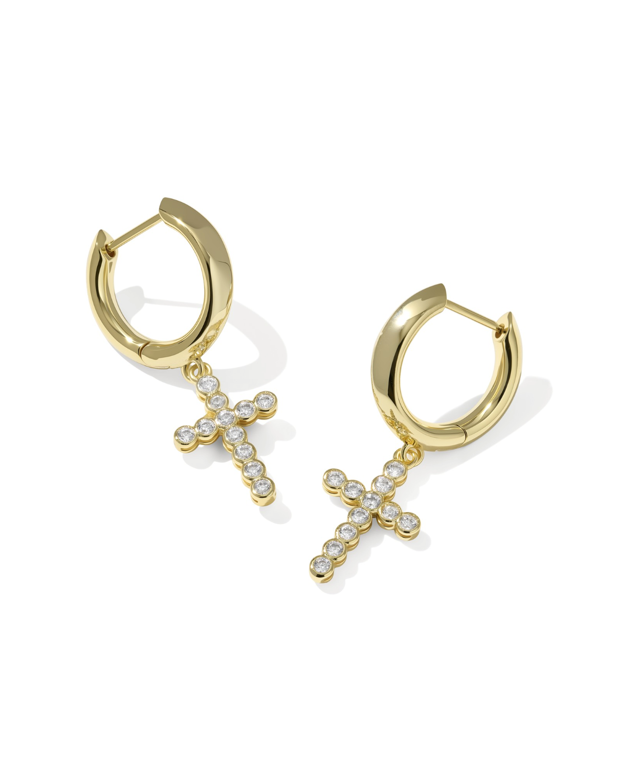 Kendra Scott: Cross Crystal Huggie Earrings-Gold-7- Jewelry-KENDRA SCOTT-Usher & Co - Women's Boutique Located in Atoka, OK and Durant, OK