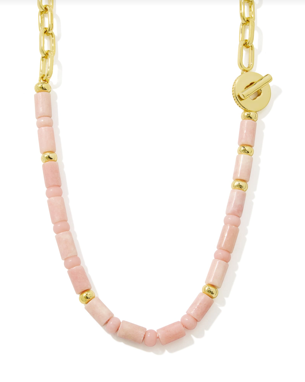 Kendra Scott Lindsey Beaded Half Chain Necklace-Gold Light Pink Quartzite-7- Jewelry-Kendra Scott-Usher & Co - Women's Boutique Located in Atoka, OK and Durant, OK