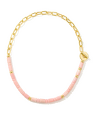Kendra Scott Lindsey Beaded Half Chain Necklace-Gold Light Pink Quartzite-7- Jewelry-Kendra Scott-Usher & Co - Women's Boutique Located in Atoka, OK and Durant, OK