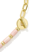 Kendra Scott Lindsey Beaded Half Chain Necklace-Gold Light Pink Quartzite-7- Jewelry-Kendra Scott-Usher & Co - Women's Boutique Located in Atoka, OK and Durant, OK