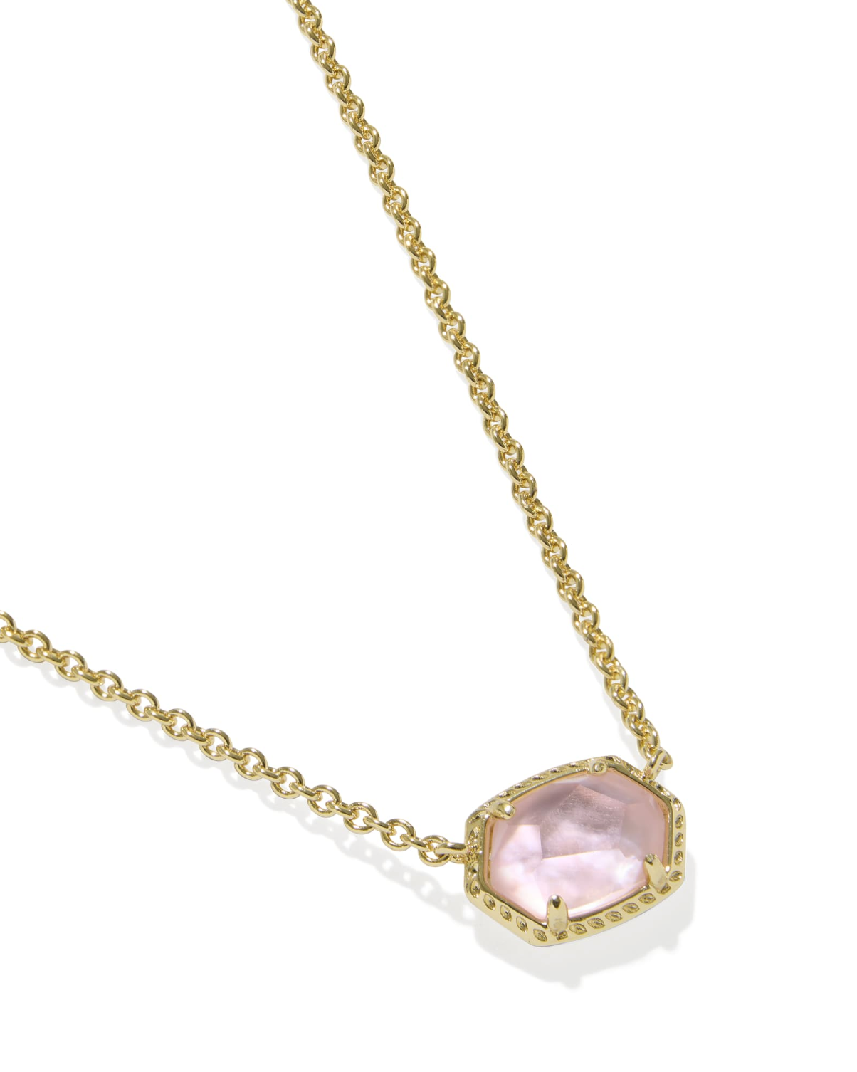 Kendra Scott Daphne Frame Short Pendant Necklace-Gold Light Pink Mother of Pearl-7- Jewelry-Kendra Scott-Usher & Co - Women's Boutique Located in Atoka, OK and Durant, OK