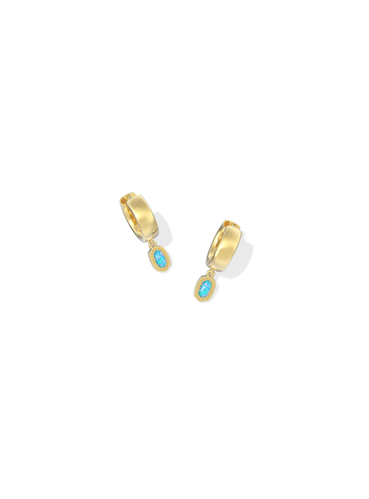 Kendra Scott: Mini Ellie Wide Huggie - Gold Bright White Opal-7- Jewelry-Kendra Scott-Usher & Co - Women's Boutique Located in Atoka, OK and Durant, OK