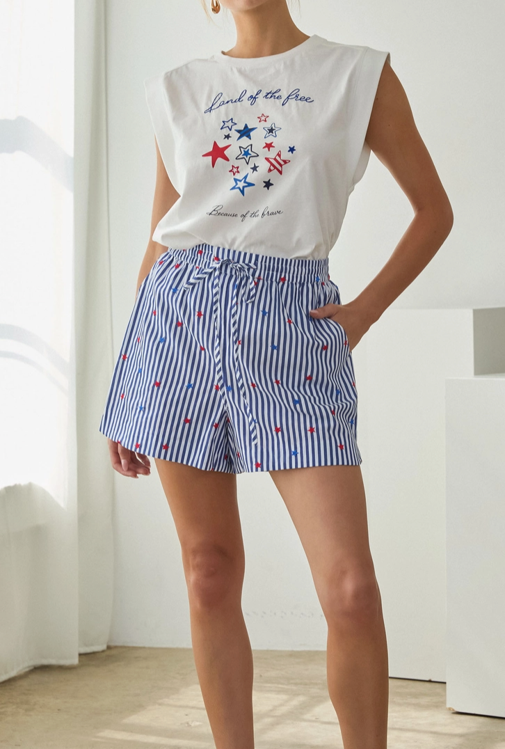 Freedom Shorts-4- Bottoms-Skies Are Blue-Usher & Co - Women's Boutique Located in Atoka, OK and Durant, OK