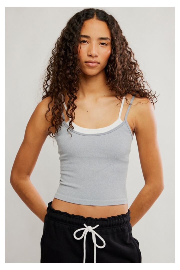 Free People Movement: All Clear Coastline Cami - Heather Grey Combo-1- Tops-Free People Movement-Usher & Co - Women's Boutique Located in Atoka, OK and Durant, OK