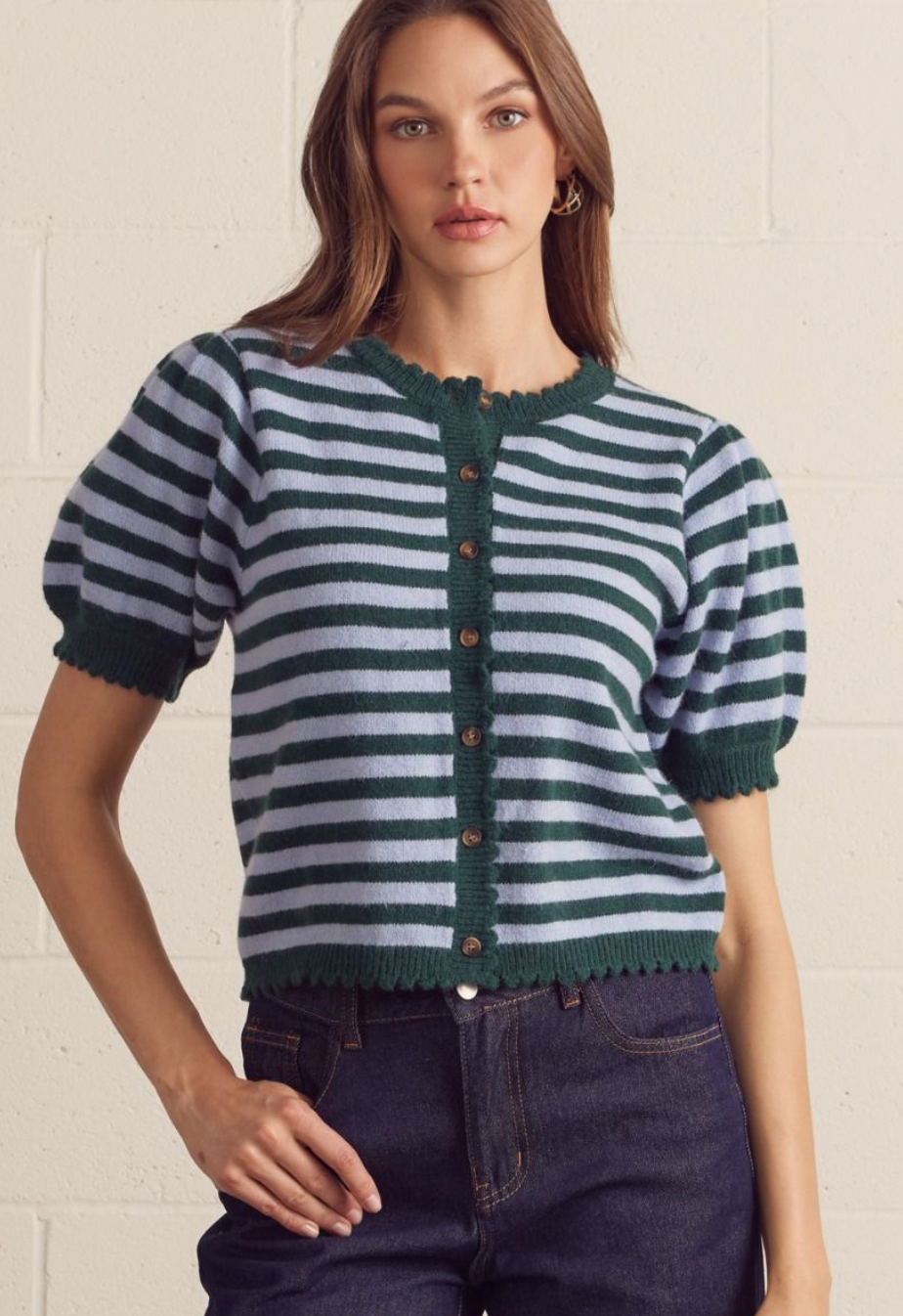 Persona Stripe Cardigan-1- Tops-ENTRO-Usher & Co - Women's Boutique Located in Atoka, OK and Durant, OK