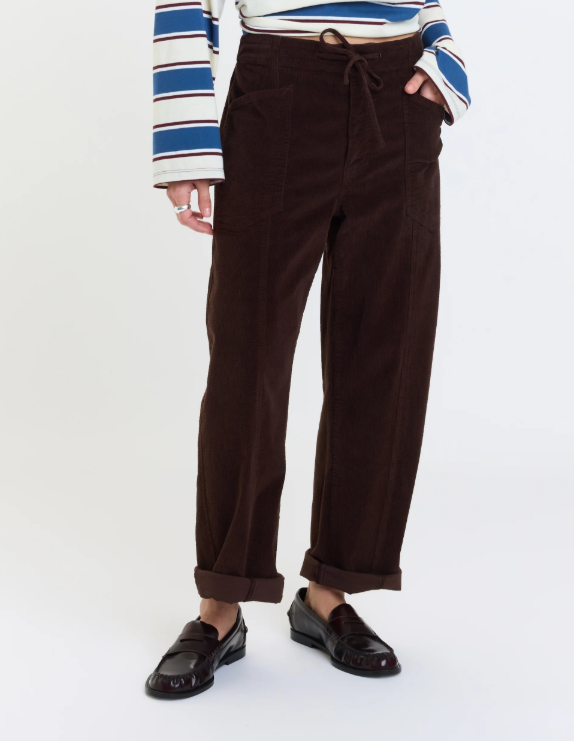 DAZE: Villa Barrel Leg Pants-Chocolate-4- Bottoms-DAZE-Usher & Co - Women's Boutique Located in Atoka, OK and Durant, OK