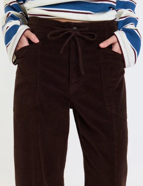 DAZE: Villa Barrel Leg Pants-Chocolate-4- Bottoms-DAZE-Usher & Co - Women's Boutique Located in Atoka, OK and Durant, OK
