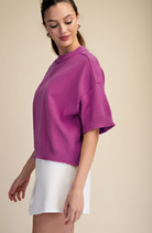 Chill Crewneck Sweater-Magenta-1- Tops-Glam-Usher & Co - Women's Boutique Located in Atoka, OK and Durant, OK