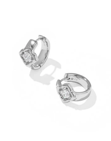 Kendra Scott: Mallory Crystal Huggie Earrings-Silver White CZ-7- Jewelry-Kendra Scott-Usher & Co - Women's Boutique Located in Atoka, OK and Durant, OK