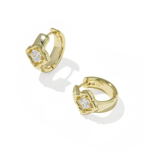 Kendra Scott: Mallory Crystal Huggie Earrings-Gold White CZ-7- Jewelry-Kendra Scott-Usher & Co - Women's Boutique Located in Atoka, OK and Durant, OK