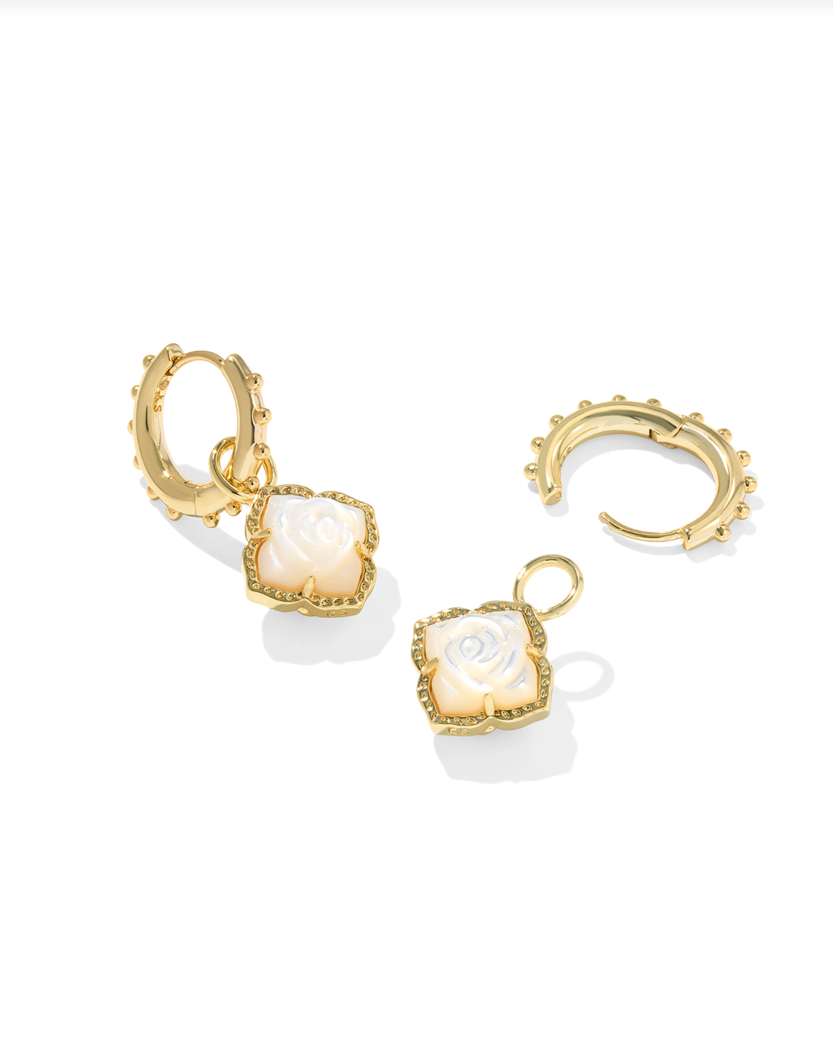 KENDRA SCOTT: Mallory Rose Huggie Earrings- Gold Ivory Mother Of Pearl-7- Jewelry-KENDRA SCOTT-Usher & Co - Women's Boutique Located in Atoka, OK and Durant, OK