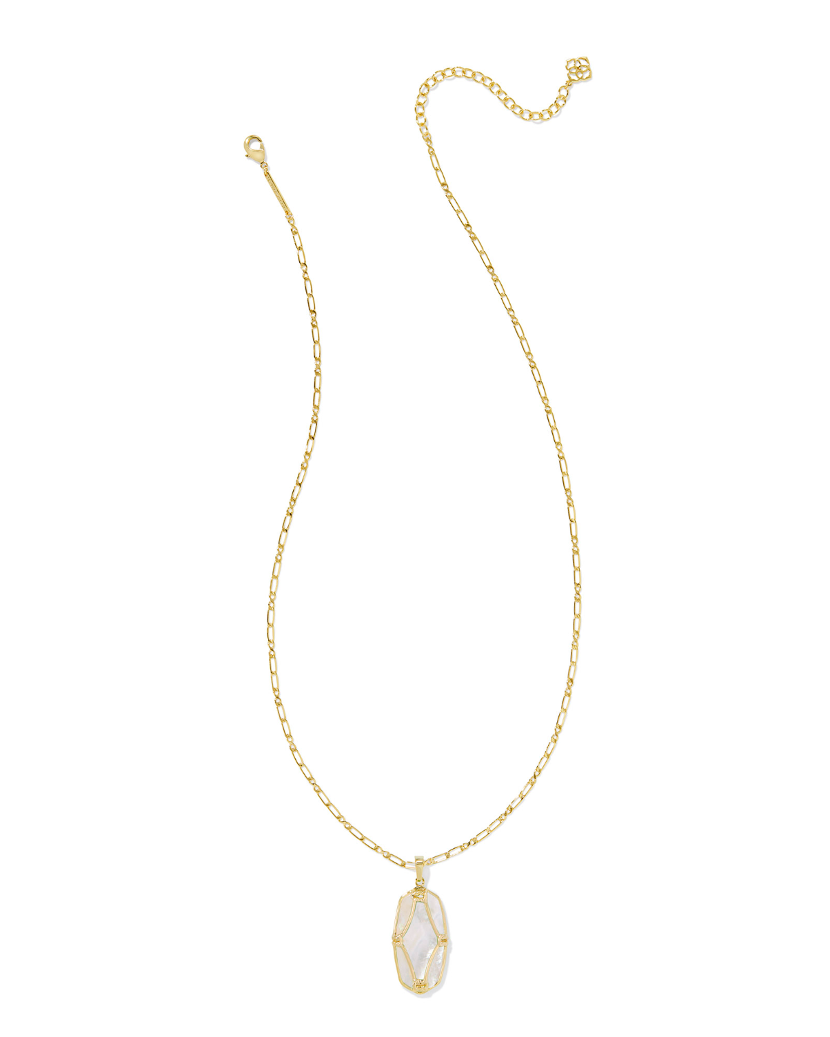 KENDRA SCOTT: Elle Lattice Frame Long Necklace-Gold Ivory Mother Of Pearl-7- Jewelry-KENDRA SCOTT-Usher & Co - Women's Boutique Located in Atoka, OK and Durant, OK