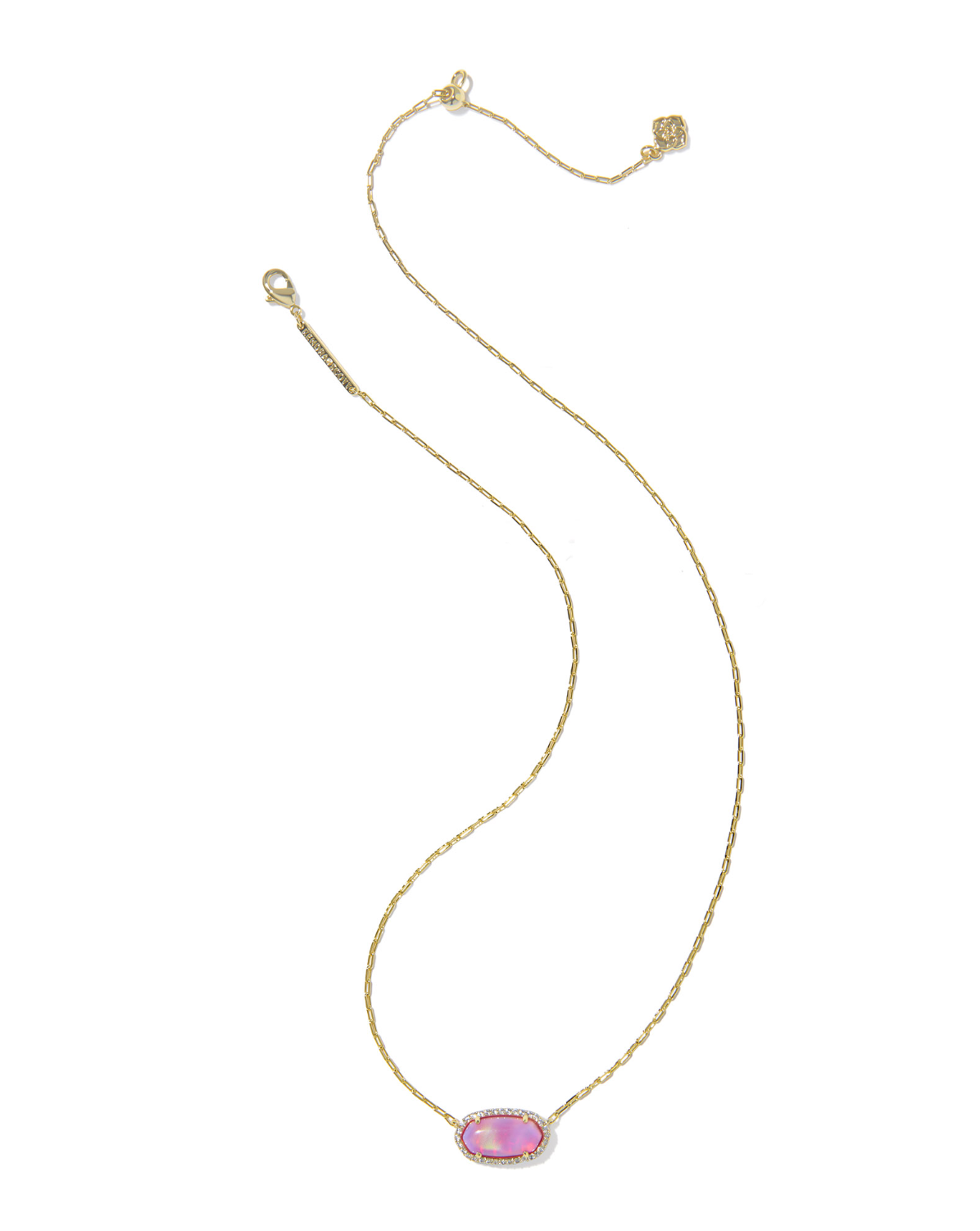 Kendra Scott: Elisa Pave Frame Necklace-Gold Pink Opalescent Resin-7- Jewelry-KENDRA SCOTT-Usher & Co - Women's Boutique Located in Atoka, OK and Durant, OK