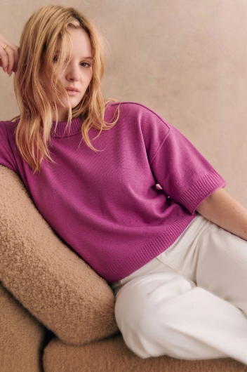 Chill Crewneck Sweater-Magenta-1- Tops-Glam-Usher & Co - Women's Boutique Located in Atoka, OK and Durant, OK