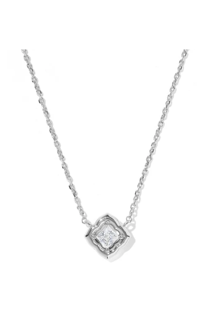 Kendra Scott: Mallory Crystal Pendant Necklace-Silver & White CZ-7- Jewelry-Kendra Scott-Usher & Co - Women's Boutique Located in Atoka, OK and Durant, OK