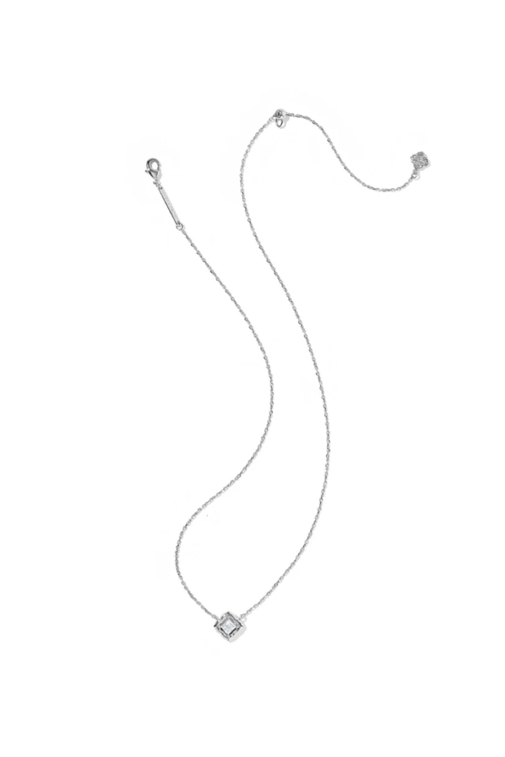 Kendra Scott: Mallory Crystal Pendant Necklace-Silver & White CZ-7- Jewelry-Kendra Scott-Usher & Co - Women's Boutique Located in Atoka, OK and Durant, OK