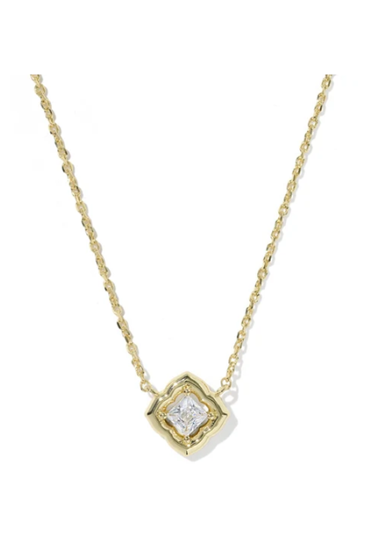 Kendra Scott: Mallory Crystal Pendant Necklace-Gold & White CZ-7- Jewelry-Kendra Scott-Usher & Co - Women's Boutique Located in Atoka, OK and Durant, OK